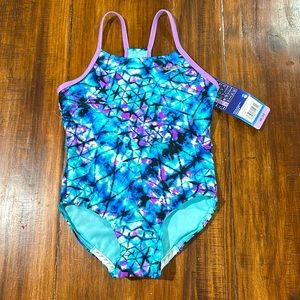 ☀️ Speedo One-Piece Girls Swimsuit Multi Color Blue Size 5/6
